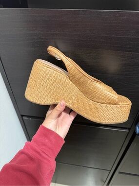 Maeve Tan Woven Platform Slingback Sandal